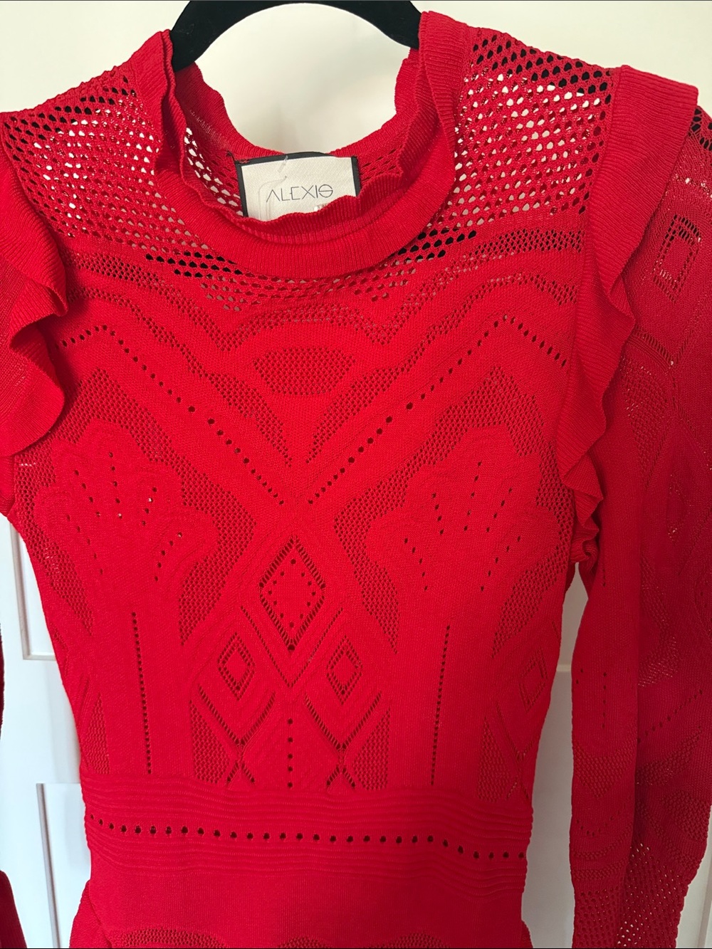 A.L.C. Vibrant Red Long-Sleeve Knit Midi Dress - Picture 2 of 5